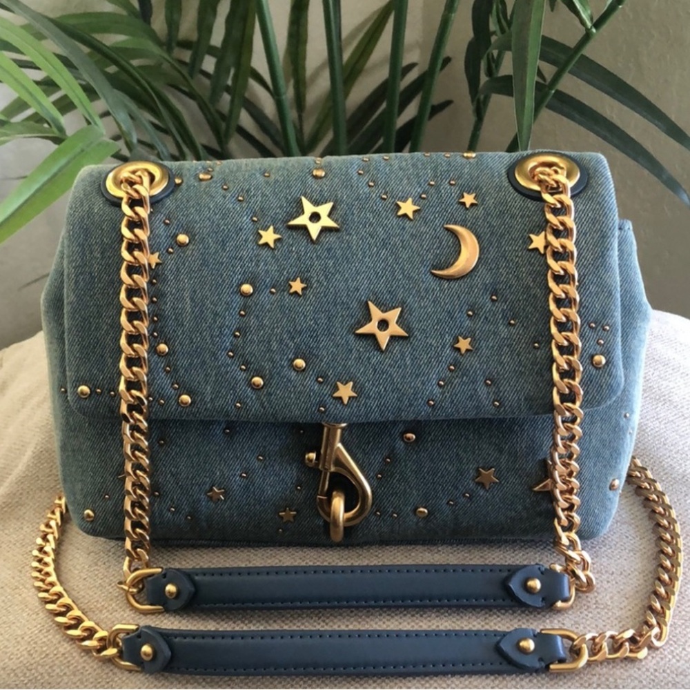 Rebecca Minkoff Edie Crossbody bag with celestial studs medium denim blue
